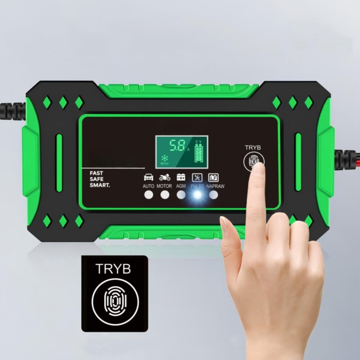 Redresor auto VarioShop®, automat cu microprocesor, 12 V, maximum 6 A, incarcator baterie auto pentru acumulatori 2–100 Ah, afisaj LCD, functie de reparare​​​​​​​, verde [8]