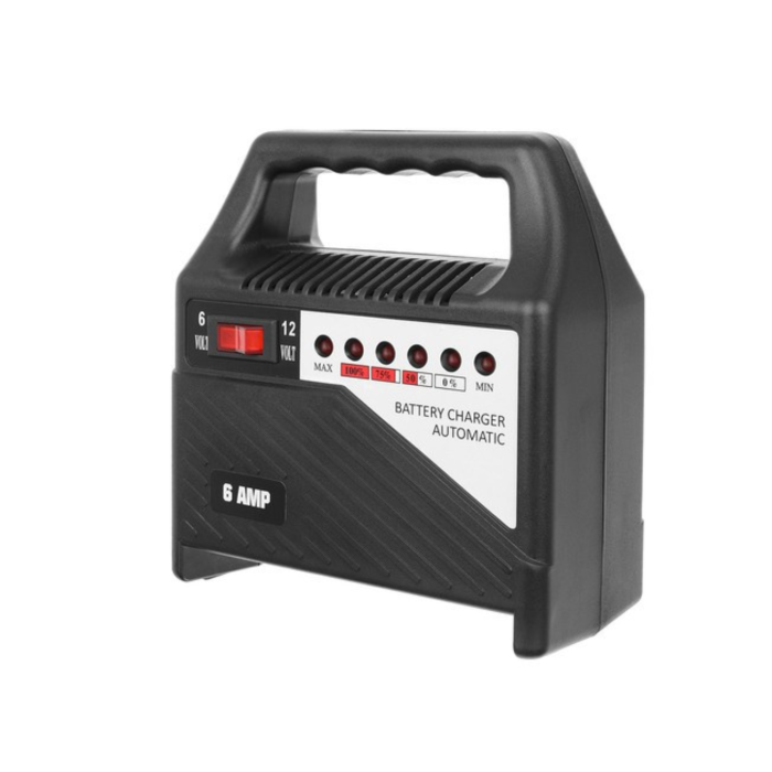 Redresor baterie auto VarioShop®, 12V 6A / 6V-12V, incarcator universal pentru baterii auto si moto 20–65Ah, cu indicator LED nivel incarcare, transformator, portabil, compact [6]