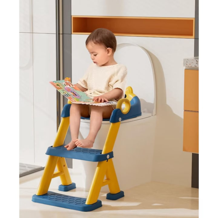 Reductor WC cu Scara 2 in 1 VarioShop, reglabil pe 6 niveluri, scaun moale impermeabil, pliabil, pentru copii [10]