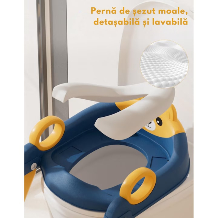 Reductor WC cu Scara 2 in 1 VarioShop, reglabil pe 6 niveluri, scaun moale impermeabil, pliabil, pentru copii [4]
