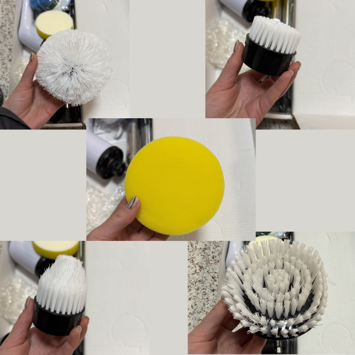 RESIGILAT - Perie electrica de curatat VarioShop®, Aparat Reincarcabil cu 9 Capete Interschimbabile, Fara Fir, 2 viteze, Zgomot Redus, Baterie 2600mAh, Alb [5]