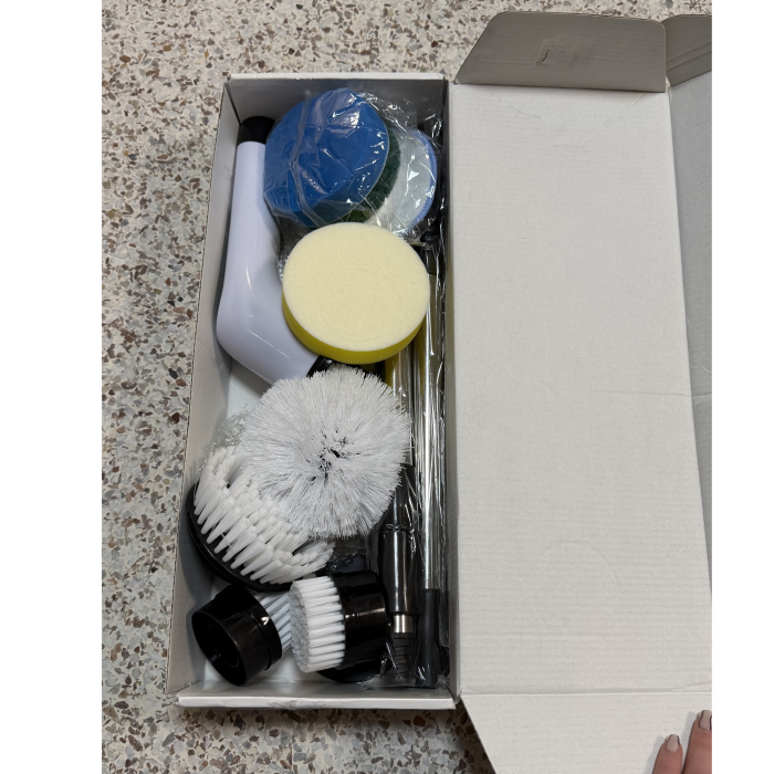 RESIGILAT - Perie electrica de curatat VarioShop®, Aparat Reincarcabil cu 9 Capete Interschimbabile, Fara Fir, 2 viteze, Zgomot Redus, Baterie 2600mAh, Alb [2]