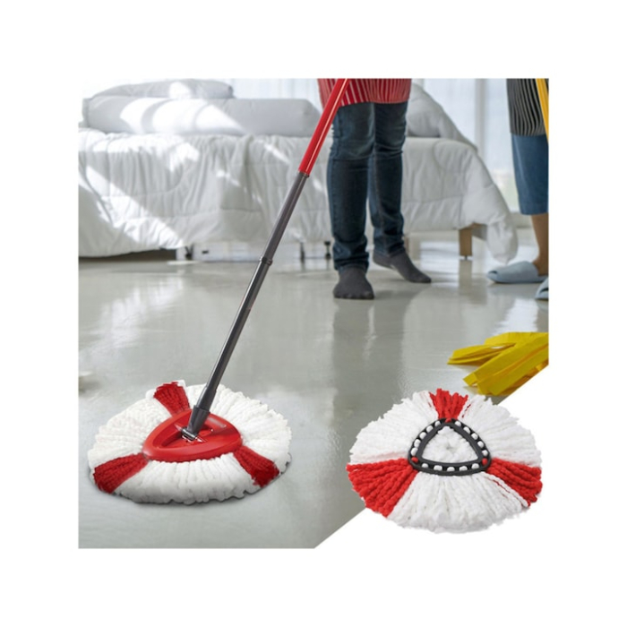 Rezerva mop VarioShop®, compatibil cu Vileda, reutilizabil, lavabil, 30 cm, Alb/Rosu [5]