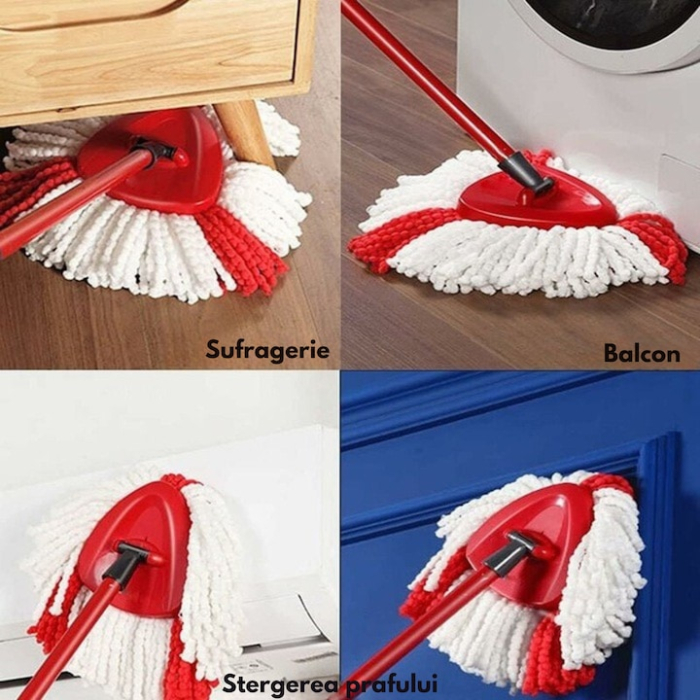 Rezerva mop VarioShop®, compatibil cu Vileda, reutilizabil, lavabil, 30 cm, Alb/Rosu [2]