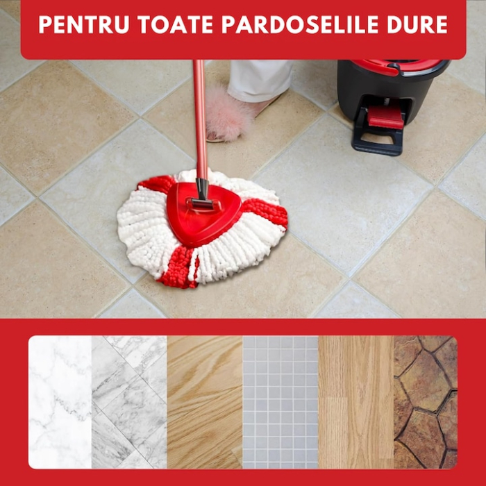 Rezerva mop VarioShop®, compatibil cu Vileda, reutilizabil, lavabil, 30 cm, Alb/Rosu [4]