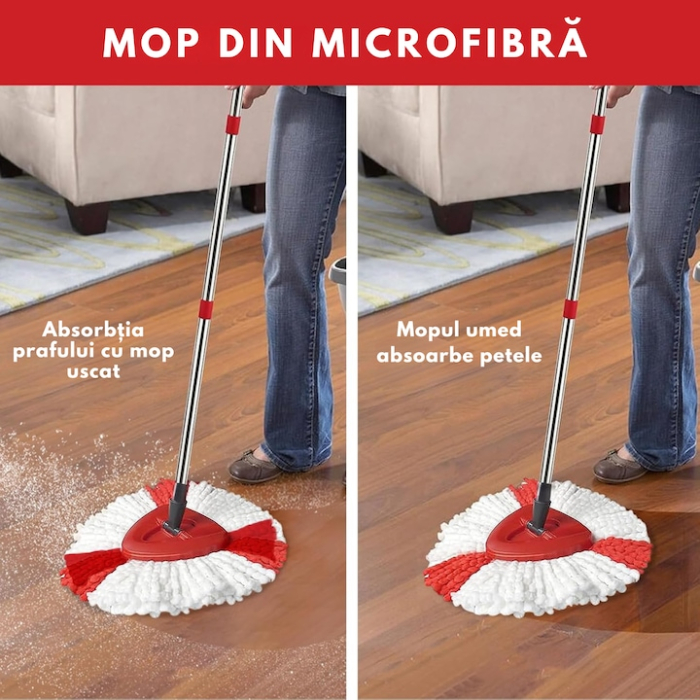 Rezerva mop VarioShop®, compatibil cu Vileda, reutilizabil, lavabil, 30 cm, Alb/Rosu [3]