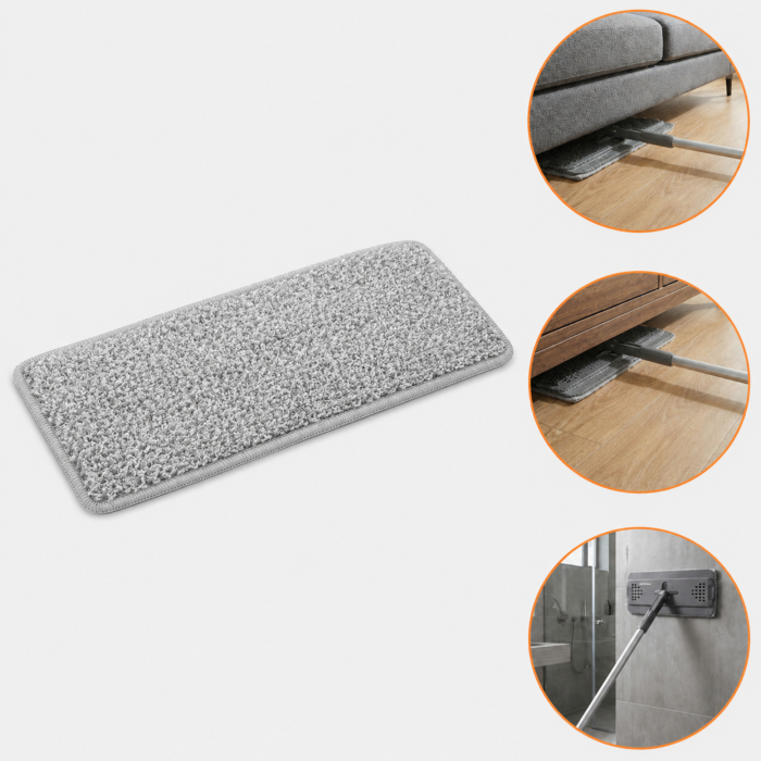 Rezerva pentru mop plat VarioShop®, pentru curatarea podelelor, prindere velcro, material absorbant, 33 x 12 cm, gri [2]