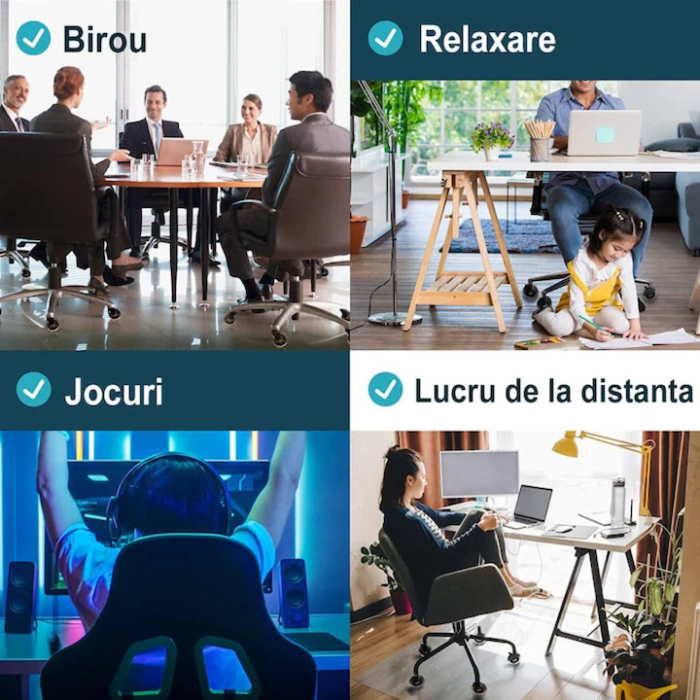 Roata din silicon moale pentru scaune de birou VarioShop, silentios, rezistente, protejeaza podeaua, cu rulmenti de inalta calitate, diametru tija 11 mm, Negru [6]