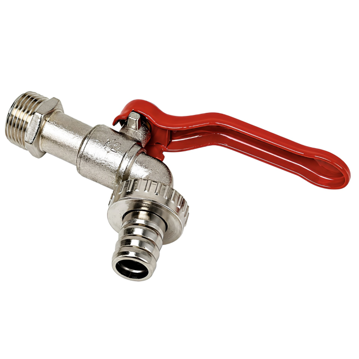 Robinet pentru butoi apa VarioShop®, cu bila, pentru rezervoare IBC si canistre, filet 1/2”-3/4”, 120x83x65 mm, alama nichelata [5]