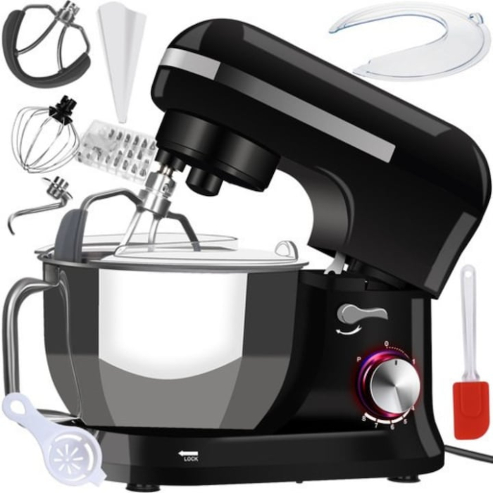 Robot de bucatarie 1700W VarioShop®, cu bol de 4, 5L, 8 viteze, sistem metalic de antrenare, accesorii incluse, mixer multifunctional, Negru [1]