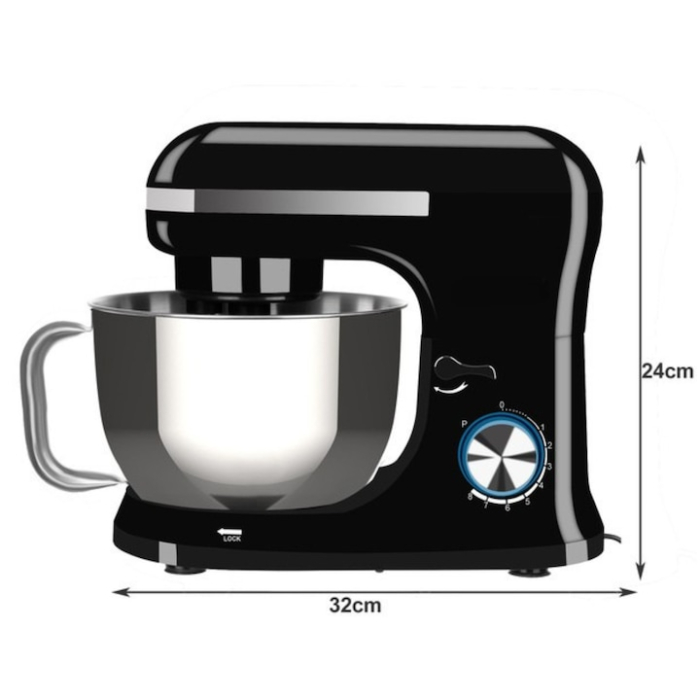 Robot de bucatarie 1700W VarioShop®, cu bol de 4, 5L, 8 viteze, sistem metalic de antrenare, accesorii incluse, mixer multifunctional, Negru [7]