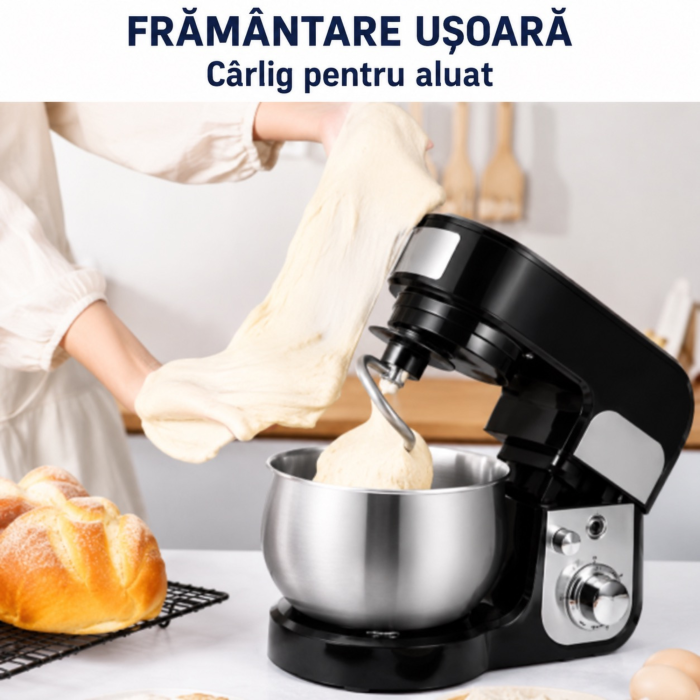 Robot de bucatarie cu bol VarioShop®, 700W, pentru aluat, creme si prajituri, capacitate 3L, 6 viteze, accesorii incluse [9]