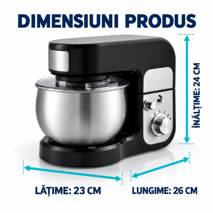 Robot de bucatarie cu bol VarioShop®, 700W, pentru aluat, creme si prajituri, capacitate 3L, 6 viteze, accesorii incluse [4]
