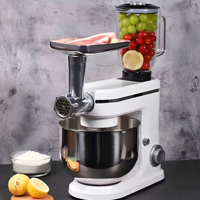 Robot de bucatarie multifunctional 3 in 1 VarioShop®, 1500 W, blender 1,5 L, masina de tocat carne si mixer cu bol inox 6 L, 6 viteze, accesorii incluse, alb [6]