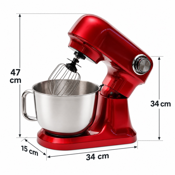 Robot de bucatarie planetar VarioShop®, 1500 W, bol inox 5 L, 12 trepte de viteza, functie PULSE, 3 accesorii de mixare, rosu [4]
