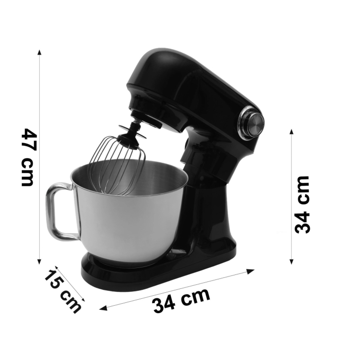 Robot de bucatarie planetar VarioShop®, 1500W, bol inox 5L, mixer multifunctional pentru aluat, creme si frisca, 12 viteze, negru [4]
