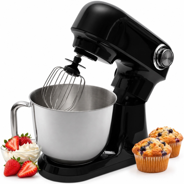 Robot de bucatarie planetar VarioShop®, 1500W, bol inox 5L, mixer multifunctional pentru aluat, creme si frisca, 12 viteze, negru [5]