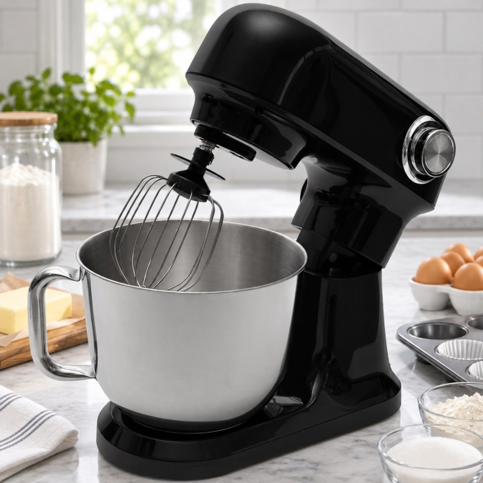 Robot de bucatarie planetar VarioShop®, 1500W, bol inox 5L, mixer multifunctional pentru aluat, creme si frisca, 12 viteze, negru [2]