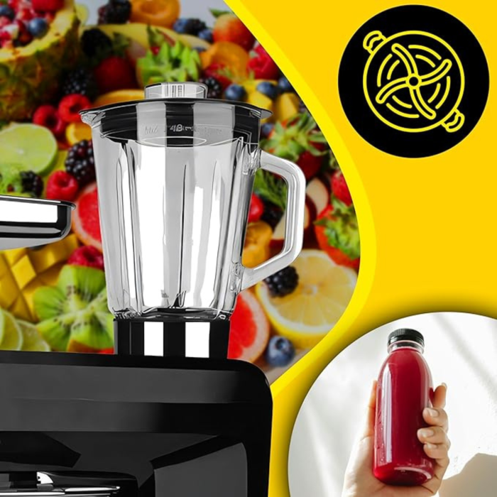 Robot de bucatarie planetar Varioshop 5 in 1, 3200W, bol 6L, mixer multifunctional pentru framantare, mixare, batere si tocare carne, negru cu argintiu [5]