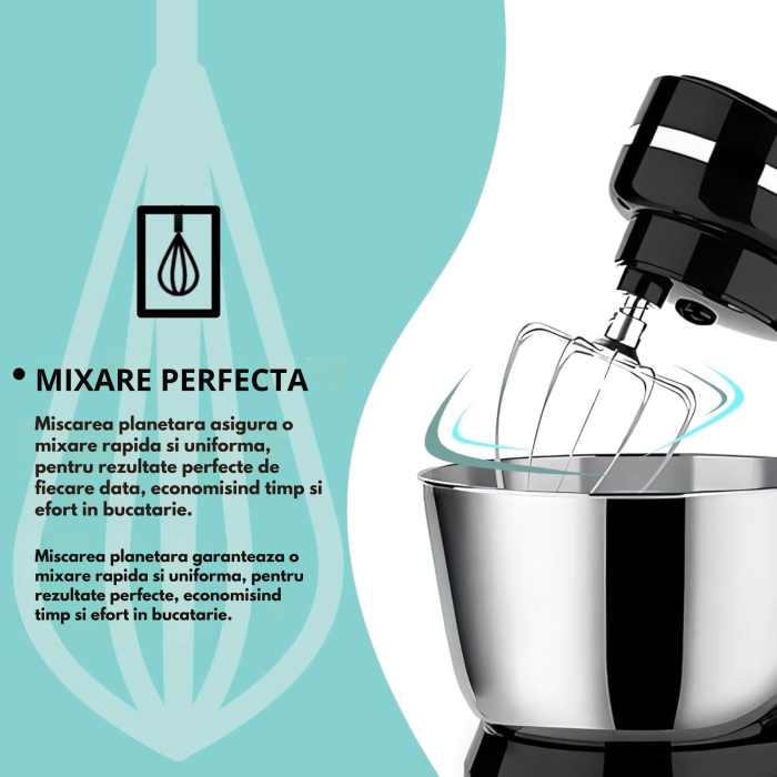 Robot de bucatarie planetar Varioshop 3 in 1, 3200W, bol 6L, mixer multifunctional pentru framantat, mixare si batere, negru [8]