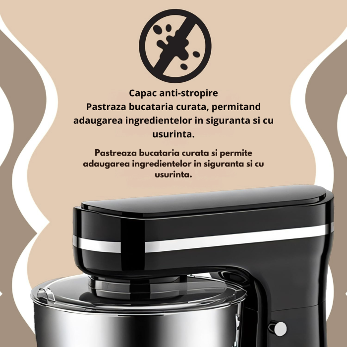 Robot de bucatarie planetar Varioshop 3 in 1, 3200W, bol 6L, mixer multifunctional pentru framantat, mixare si batere, negru [2]