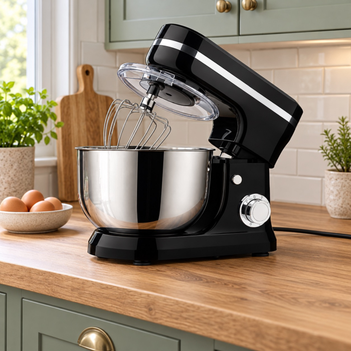 Robot de bucatarie planetar VarioShop®, 3200W, mixer cu bol 6 L, pentru framantat aluaturi, preparat creme si frisca, 6 viteze, functie Pulse, 3 accesorii incluse, capac antistropire, negru-argintiu [2]