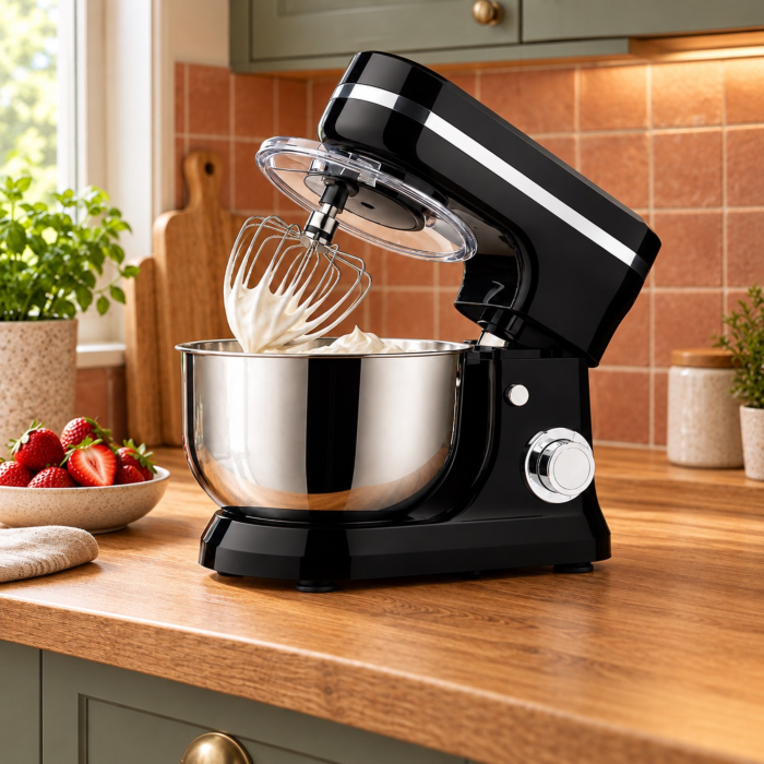 Robot de bucatarie planetar VarioShop®, 3200W, mixer cu bol 6 L, pentru framantat aluaturi, preparat creme si frisca, 6 viteze, functie Pulse, 3 accesorii incluse, capac antistropire, negru-argintiu [8]