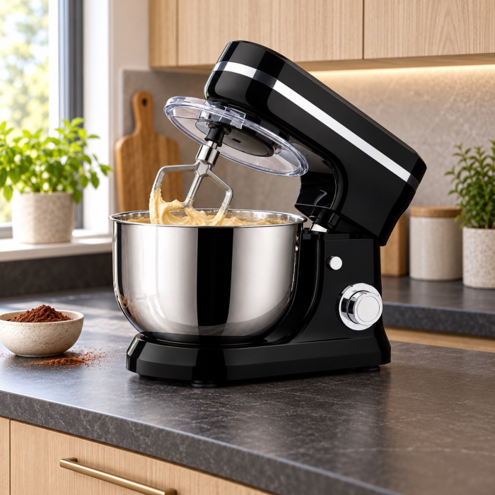 Robot de bucatarie planetar VarioShop®, 3200W, mixer cu bol 6 L, pentru framantat aluaturi, preparat creme si frisca, 6 viteze, functie Pulse, 3 accesorii incluse, capac antistropire, negru-argintiu [6]
