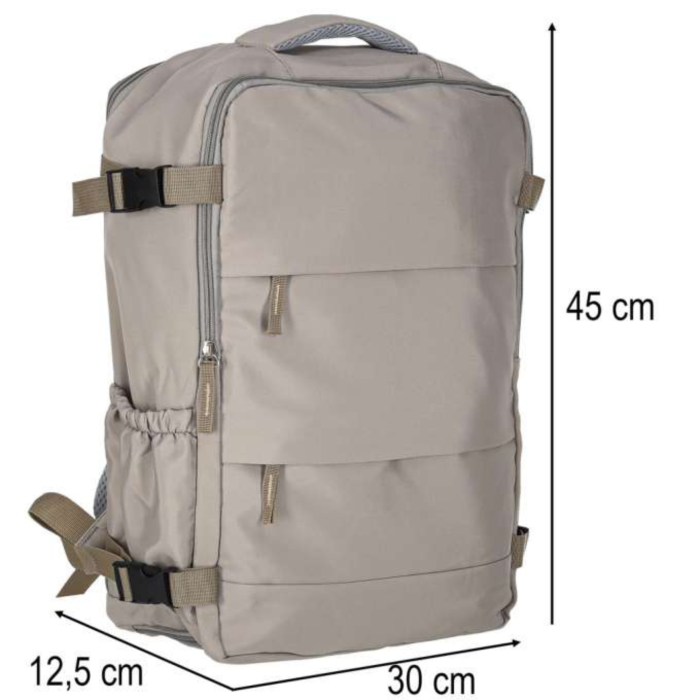 Rucsac de calatorie unisex VarioShop®, pentru bagaj de mana, cu spatiu pentru laptop si incaltaminte, 3 compartimente, 45 x 30 x 12,5 cm, gri [4]