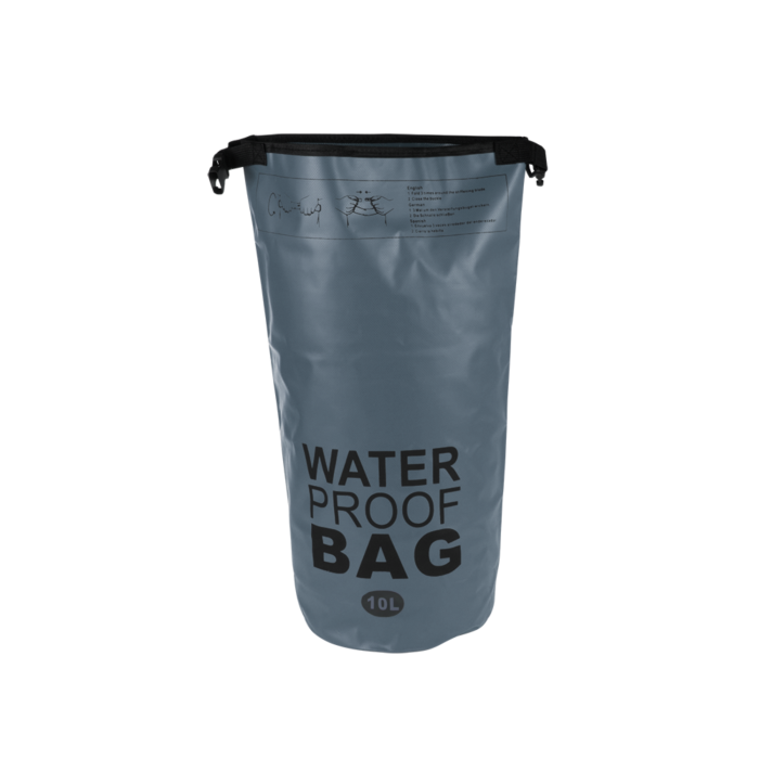 Rucsac impermeabil VarioShop®, 10L, pentru caiac, plaja, camping si drumetii, inchidere tip rulou, curea reglabila, compact, 50x29 cm, gri [3]