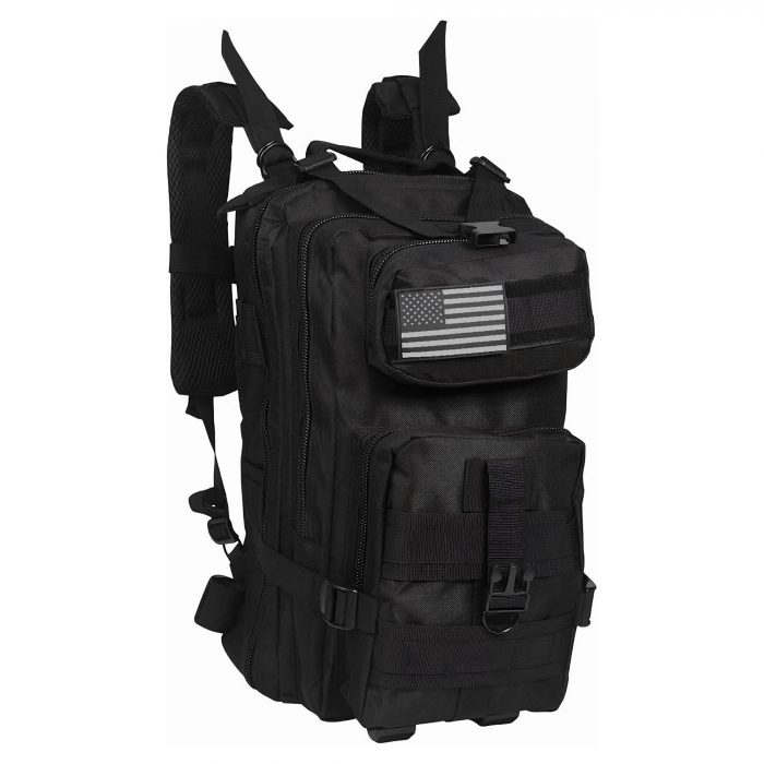 Rucsac militar impermeabil VarioShop®, 5 compartimente, sistem de eliberare rapida, ajustare completa, material durabil, potrivit pentru calatorii, excursii, drumetii, 38 l, 29 x 37 x 50 cm, Negru [15]