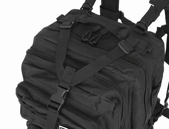 Rucsac militar impermeabil VarioShop®, 5 compartimente, sistem de eliberare rapida, ajustare completa, material durabil, potrivit pentru calatorii, excursii, drumetii, 38 l, 29 x 37 x 50 cm, Negru [17]