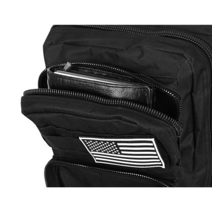 Rucsac militar impermeabil VarioShop®, 5 compartimente, sistem de eliberare rapida, ajustare completa, material durabil, potrivit pentru calatorii, excursii, drumetii, 26 L, 44 x 24 x 20 cm, Negru [5]