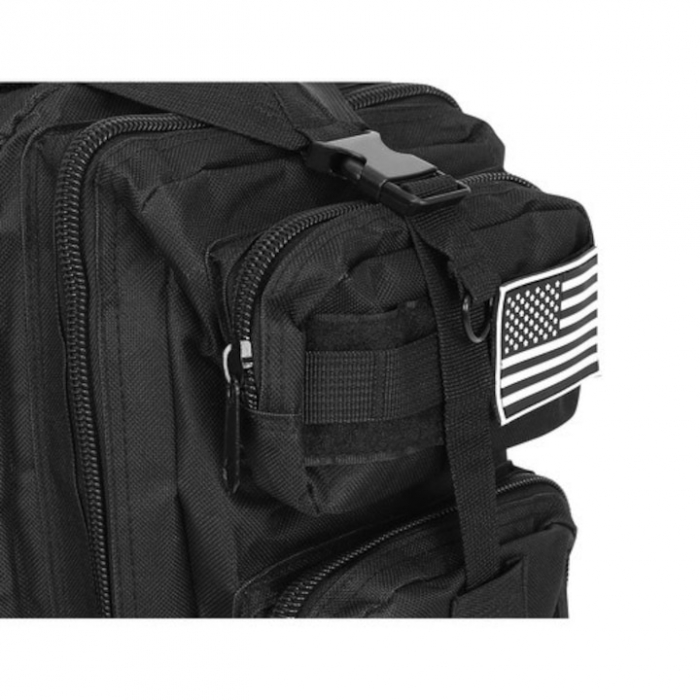 Rucsac militar impermeabil VarioShop®, 5 compartimente, sistem de eliberare rapida, ajustare completa, material durabil, potrivit pentru calatorii, excursii, drumetii, 26 L, 44 x 24 x 20 cm, Negru [8]