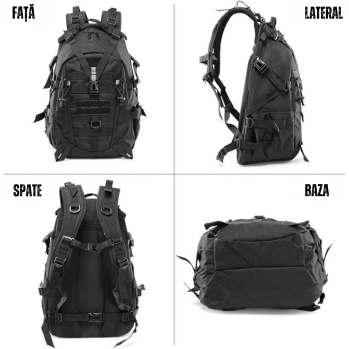 Rucsac militar/turistic 25l VarioShop®, cu husa de ploaie inclusa, material Oxford 900D, sistem MOLLE, catarame eliberare rapida, curele reglabile, ideal pentru drumetii si camping, Negru [7]