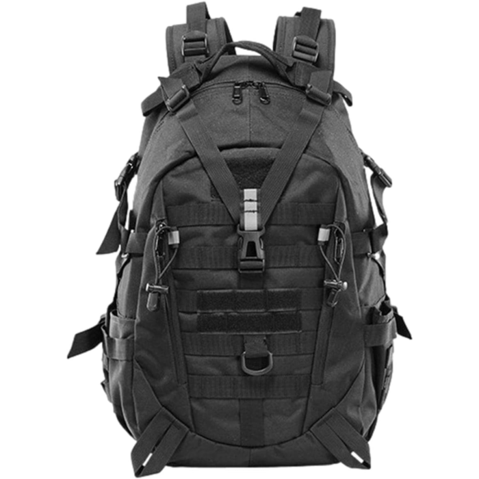 Rucsac militar/turistic 25l VarioShop®, cu husa de ploaie inclusa, material Oxford 900D, sistem MOLLE, catarame eliberare rapida, curele reglabile, ideal pentru drumetii si camping, Negru [17]
