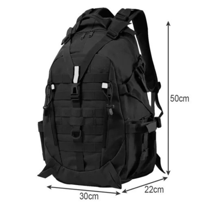 Rucsac militar/turistic 25l VarioShop®, cu husa de ploaie inclusa, material Oxford 900D, sistem MOLLE, catarame eliberare rapida, curele reglabile, ideal pentru drumetii si camping, Negru [14]