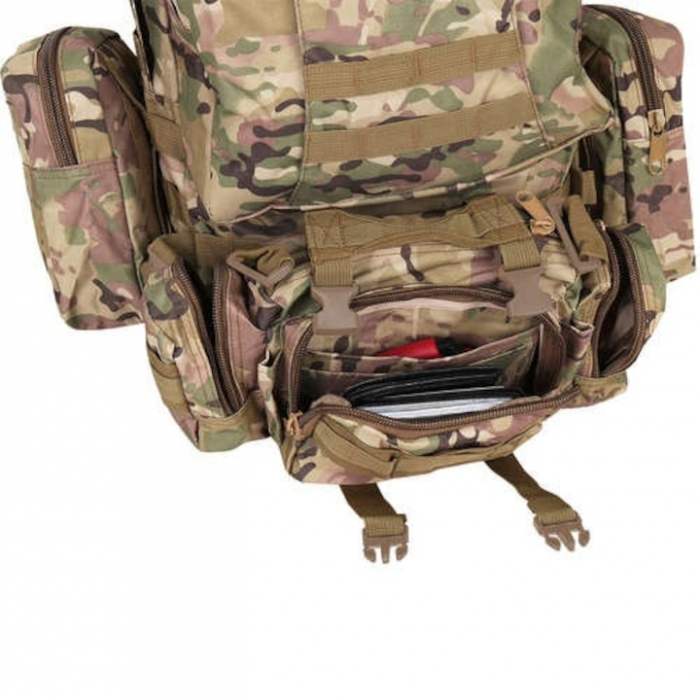 Rucsac Militar VarioShop® pentru Drumetii pe Munte, Volum 45 L, 2+3 Compartimente, Impermeabil, Culoare Verde Camuflaj [5]