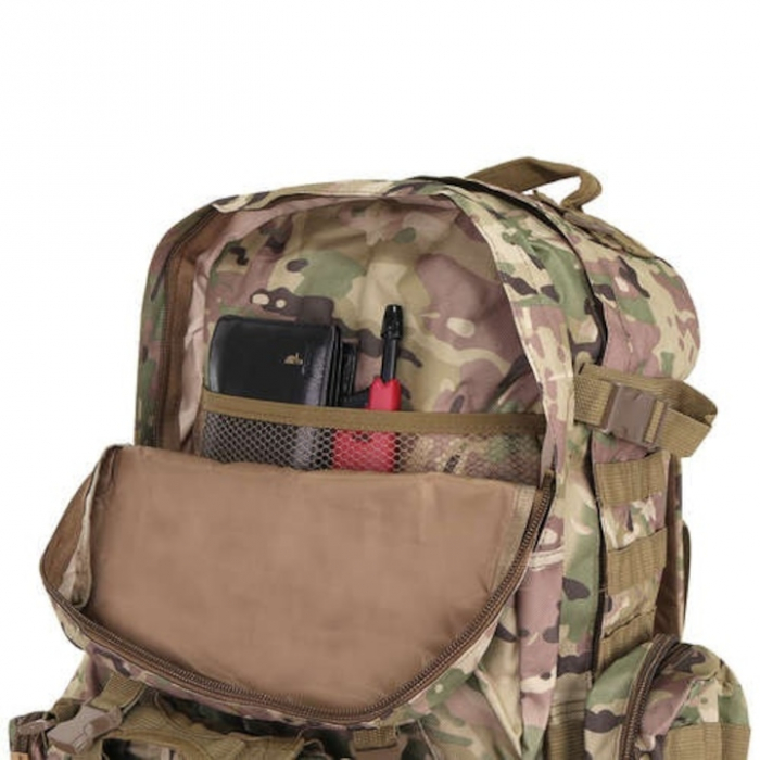 Rucsac Militar VarioShop® pentru Drumetii pe Munte, Volum 45 L, 2+3 Compartimente, Impermeabil, Culoare Verde Camuflaj [7]