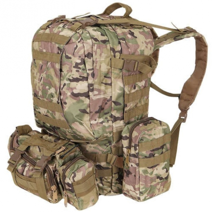 Rucsac Militar VarioShop® pentru Drumetii pe Munte, Volum 45 L, 2+3 Compartimente, Impermeabil, Culoare Verde Camuflaj [12]