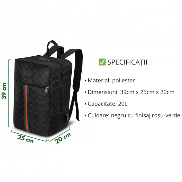 Rucsac multifunctional VarioShop®, Ideal pentru scoala, voiaj, avion, bagaj de mana, Echipat cu 1 compartiment principal, 1 buzunar frontal cu fermoar, Spatiu incarcare USB, Curele reglabile, Capacita [4]