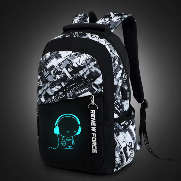 Rucsac Scolar Multifunctional VarioShop® cu Design Fosforescent, Material Rezistent la Apa, Porturi USB si AUX, Bretele Reglabile, Compartiment Laptop, Capacitate 35L, Dimensiuni 43x34x16 cm, Potrivit [11]