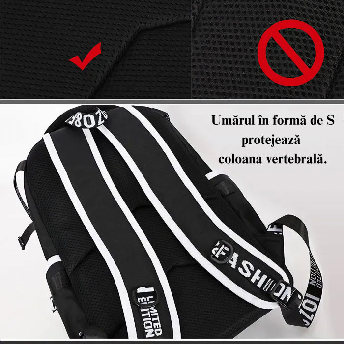 Rucsac Scolar Multifunctional VarioShop® cu Imprimeu Astronaut si cu Design Fosforescent, Material Rezistent la Apa, Bretele Reglabile, Compartiment Laptop, Dimensiuni 44x30x14 cm, Potrivit pentru Sco [15]