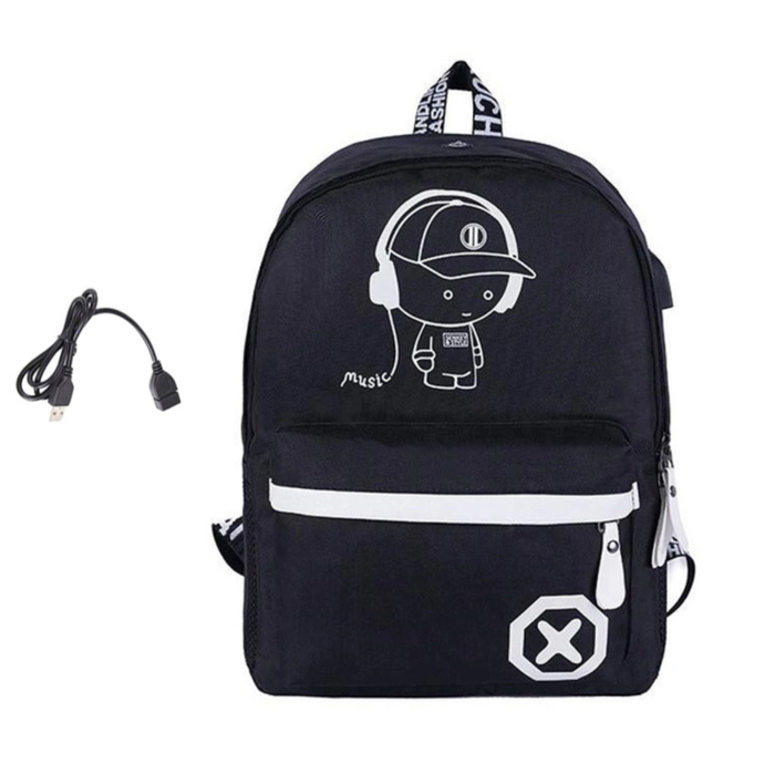 Rucsac VarioShop®, port USB, iesire pentru casti, elemente reflectorizante, material impermeabil , bretele reglabile, pentru scoala, serviciu si excursii, 40x32x15 cm, negru [9]