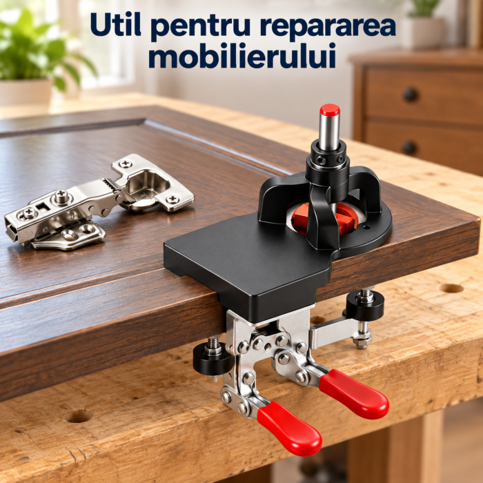 Sablon de gaurire balamale VarioShop®, pentru mobilier, cu freza 35 mm, adancime reglabila pana la 25 mm, 2 cleme reglabile, corp din aluminiu [8]