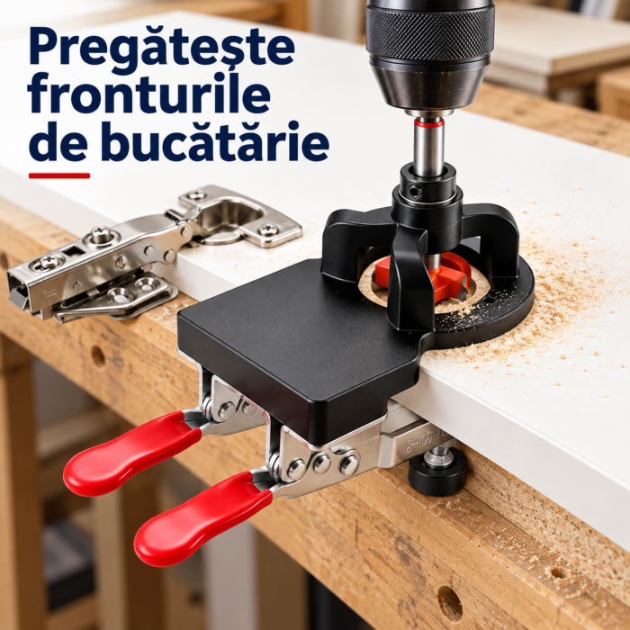 Sablon de gaurire balamale VarioShop®, pentru mobilier, cu freza 35 mm, adancime reglabila pana la 25 mm, 2 cleme reglabile, corp din aluminiu [6]