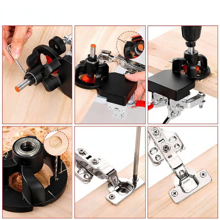 Sablon de gaurire balamale VarioShop®, pentru mobilier, cu freza 35 mm, adancime reglabila pana la 25 mm, 2 cleme reglabile, corp din aluminiu [5]