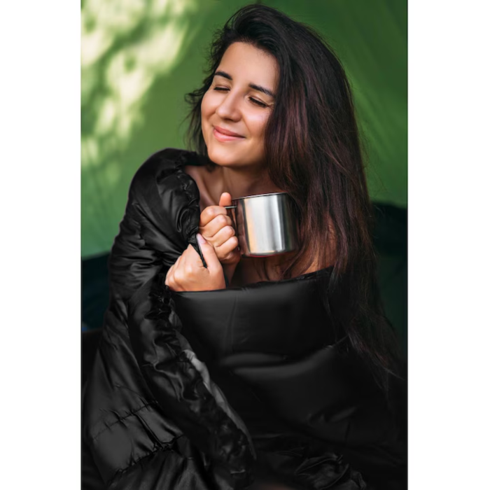 Sac de dormit 2 în 1 VarioShop®, negru, cu glugă și funcție pilotă, 210x75 cm – ideal pentru camping, drumeții și outdoor [4]