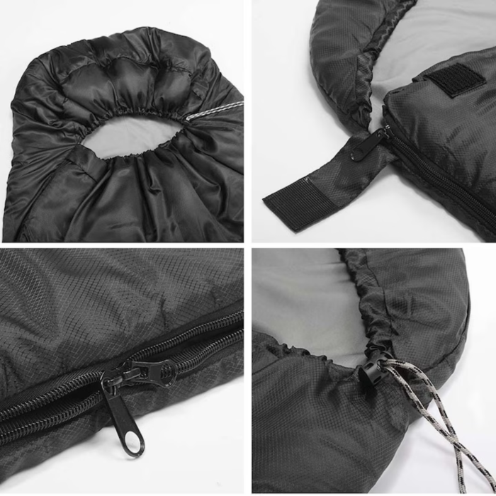 Sac de dormit 2 în 1 VarioShop®, negru, cu glugă și funcție pilotă, 210x75 cm – ideal pentru camping, drumeții și outdoor [7]