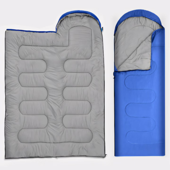 Sac de dormit 2 în 1 VarioShop®, cu glugă și funcție pilotă, albastru, 210x75 cm – ideal pentru camping, drumeții și outdoor [11]